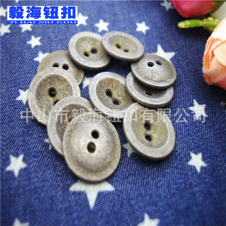 High-end antique metal double-hole button 1.5CM 20MM sweater button vintage button suit buckle