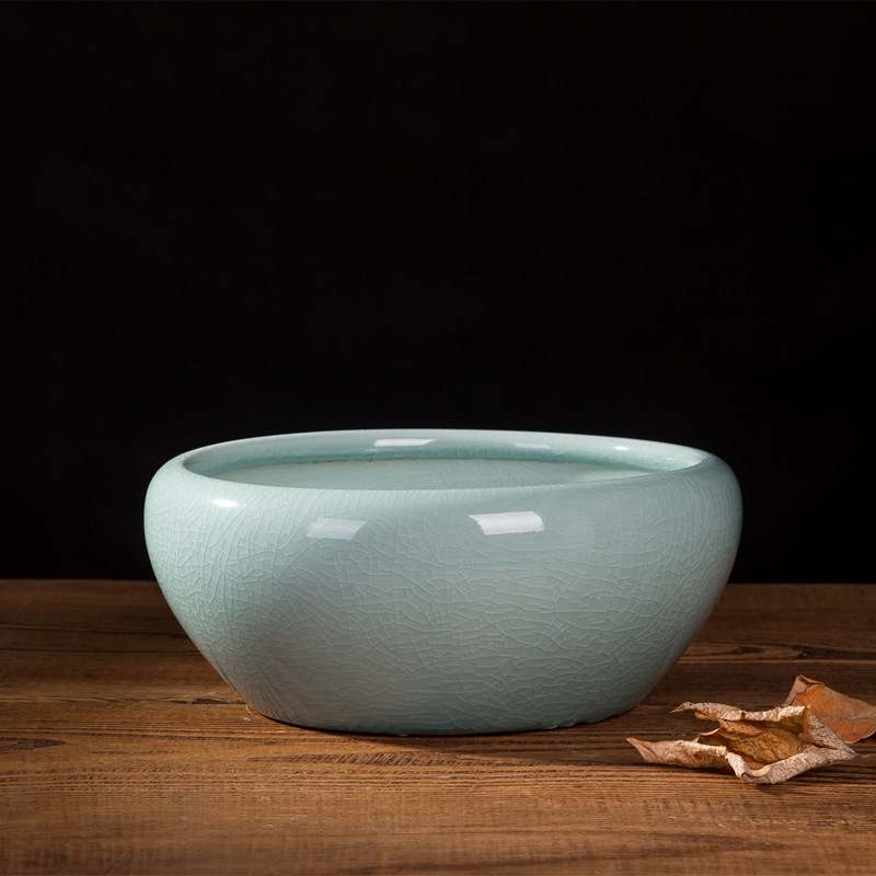 景德镇陶瓷器金鱼缸创意乌龟缸开片裂纹碗莲荷花盆养鱼缸水仙水培