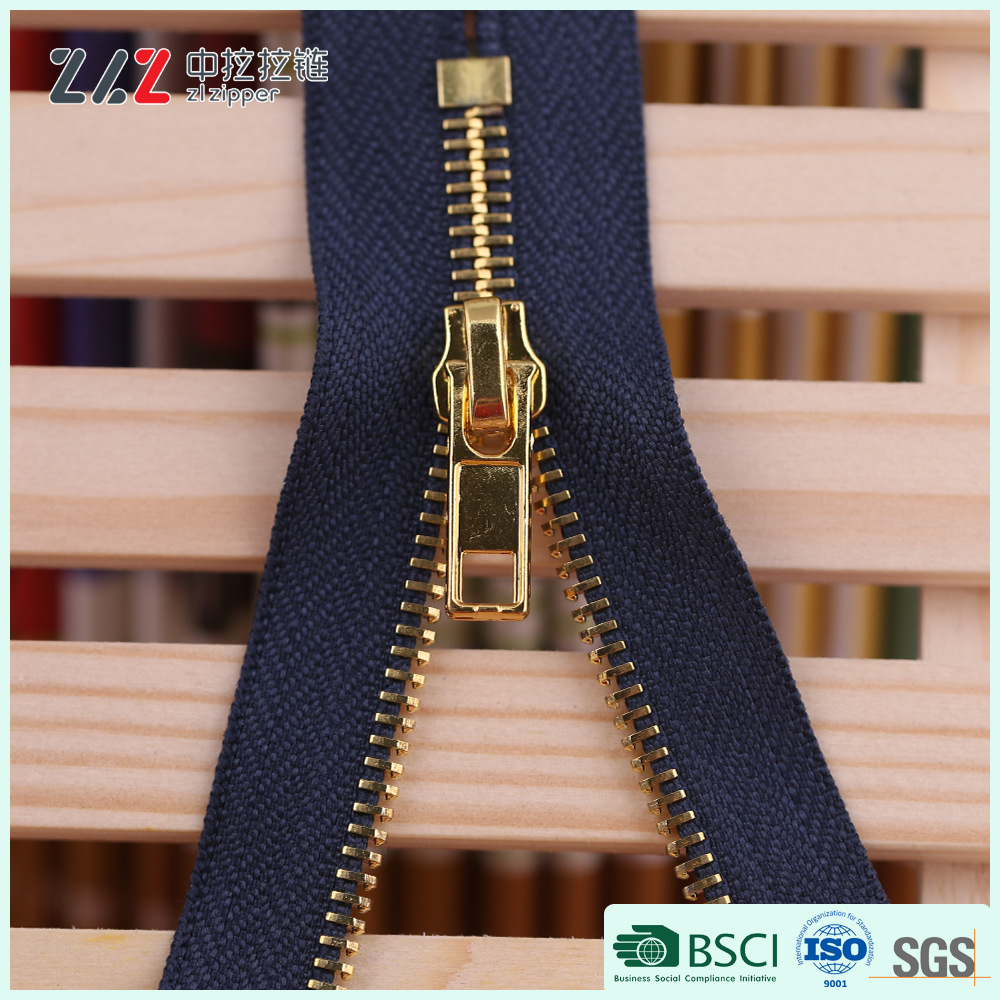 5#金属拉链 尖头磨光链 厂家直销纺织品辅料采购 价格优惠 浅金齿