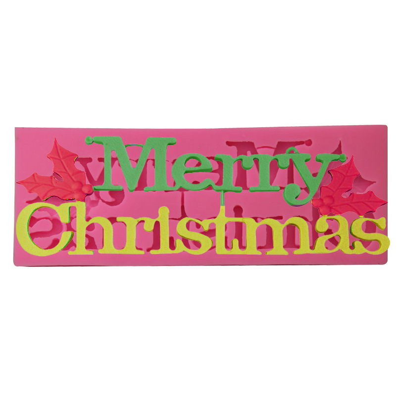 Merry Christmas Счастливого Рождества Форма Слова Сладкий Силиконовый Форма для торта Формы для выпечки инструментов оптом