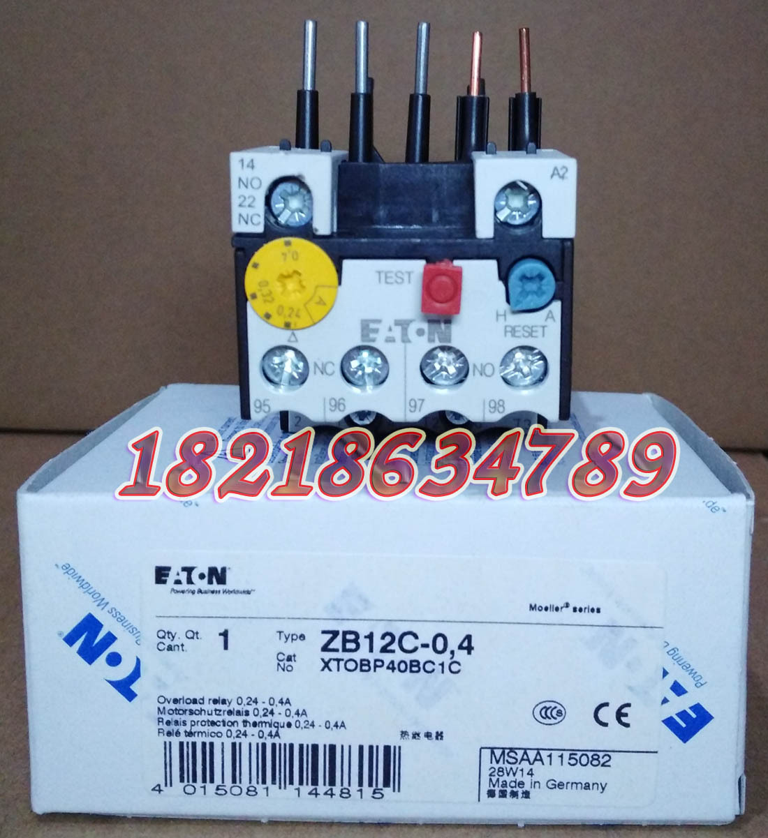 EATON热过载继电器ZB12C-0.4正品现货