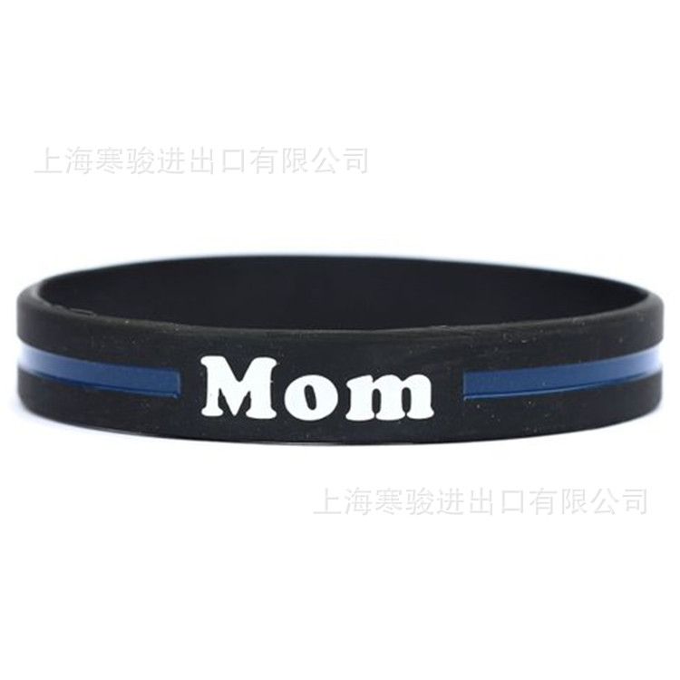 Mom Thin Blue Line  硅胶手环 蓝色线条 妈妈 手腕带