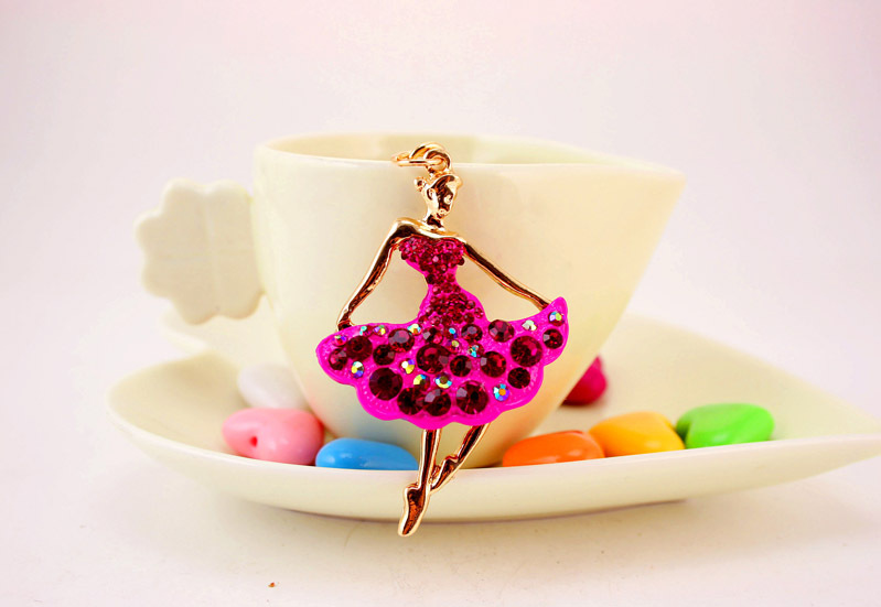 34g Weight Bag Charms Bag Accessories Type Rhinestones Inlay Material Alloy Material Human Pattern Kuxi Ornament Alloy Rhinestone Ballet Girl Car Key Ring Women Bag Accessories Key Chain Small Gift 10