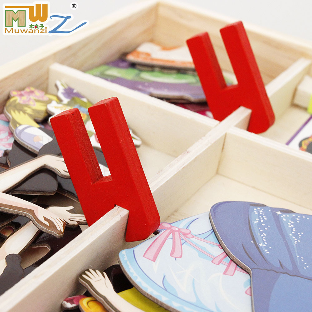 Oferta especial de madera maciza princesa edificio magnético pegatinas rompecabezas niños y niñas bebé rompecabezas tridimensional de madera rompecabezas