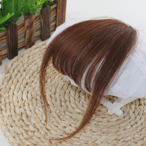 Wig with sideburns and bangs, medium thick style, natural bangs