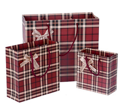 Business dark red bottom brown plaid gift bag handbag gift bag paper bag return gift bag