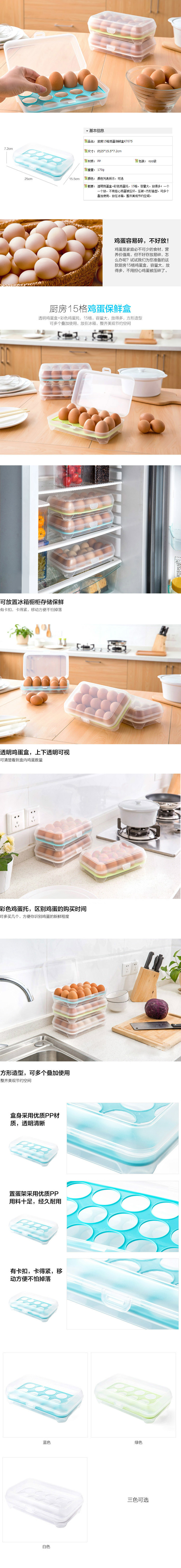 Simple Kitchen Portable Storage Fresh-keeping Plastic 15 Grid Egg Box display picture 5