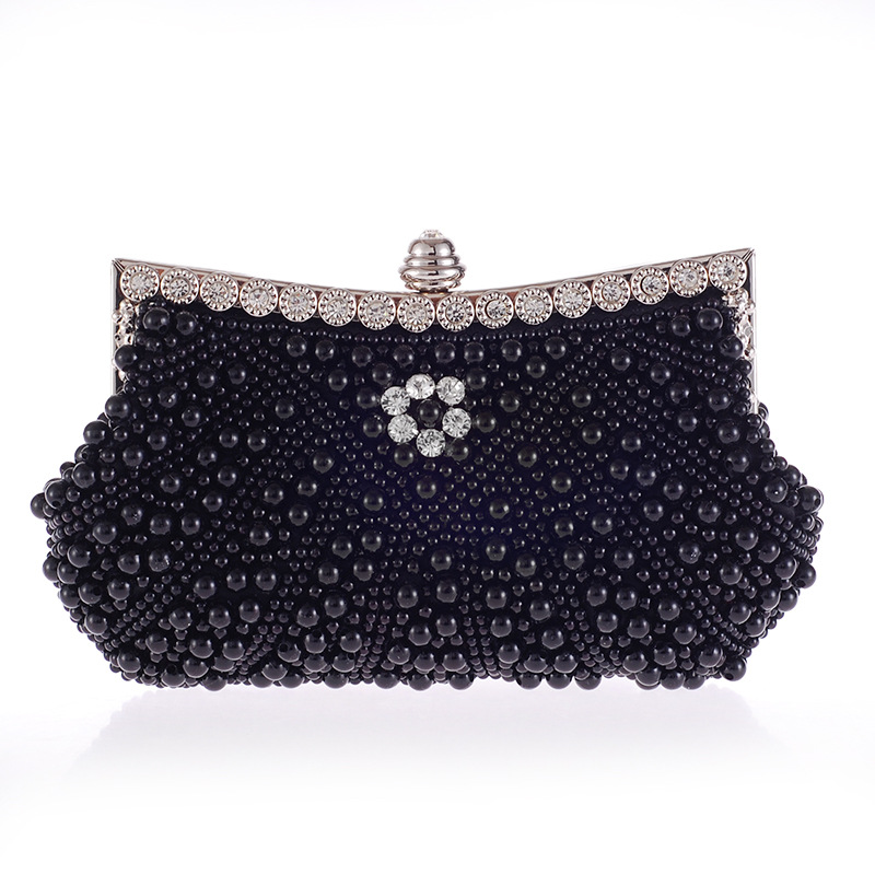 New Diagonal Pearl Belt Diamond Fashion Dinner Bag Handbag Beaded Embroidered Handbag display picture 14