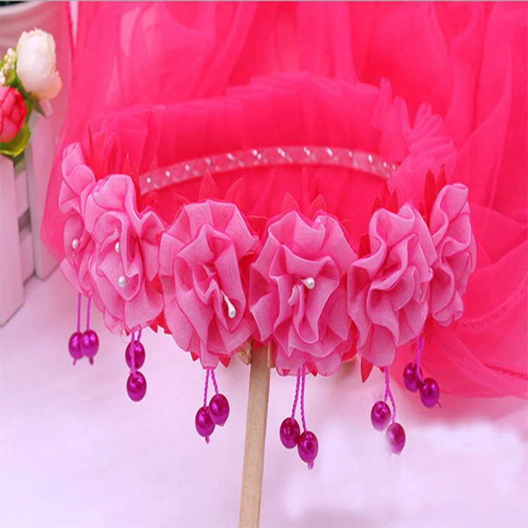 6 구슬 머리 원사 로즈 레드