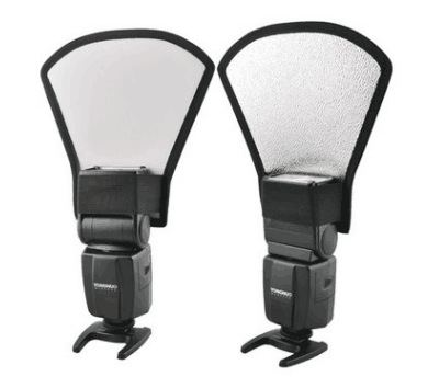 S L R Camera External Flash Reflective Shovel Top Light Baffle Diffuser Soft Light Plate Silver White Reflector