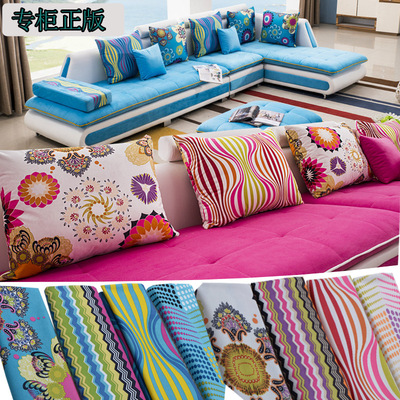 朴墅纺织厂家批发 沙发布料超柔印花绒布面料 抱枕靠垫特价布料