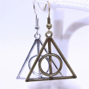 Harry Potter Time Turner Hollow Alloy Triangle Circle Earrings
