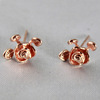 Golden fashionable earrings, silver 925 sample, flowered, pink gold, wholesale, Korean style