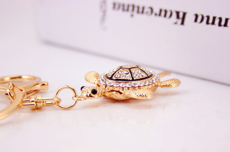 26g Weight Alloy, Metal Material Constellation Pattern Men'S Gender Wholesale Diamond Small Turtle Animal Metal Pendant Car Key Chain 4