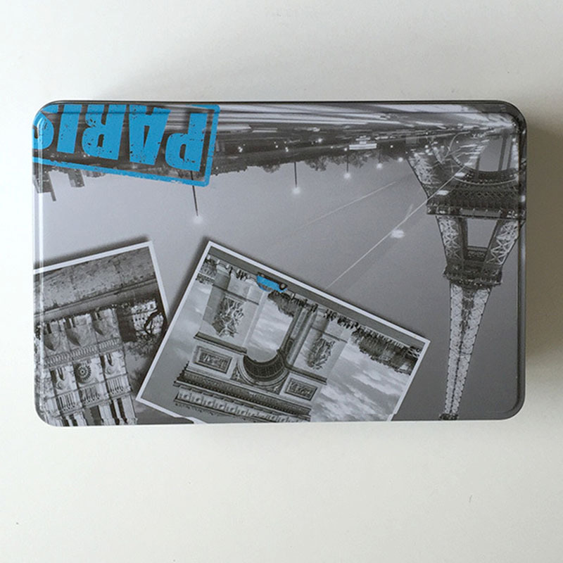 厂家生产加工高档次长方铁盒 精美包装法式铁塔马口铁方形铁盒