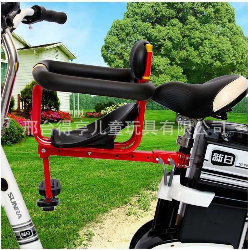 厂家直销电动车儿童前置座椅带脚踏带扶手全包围快拆安全座椅