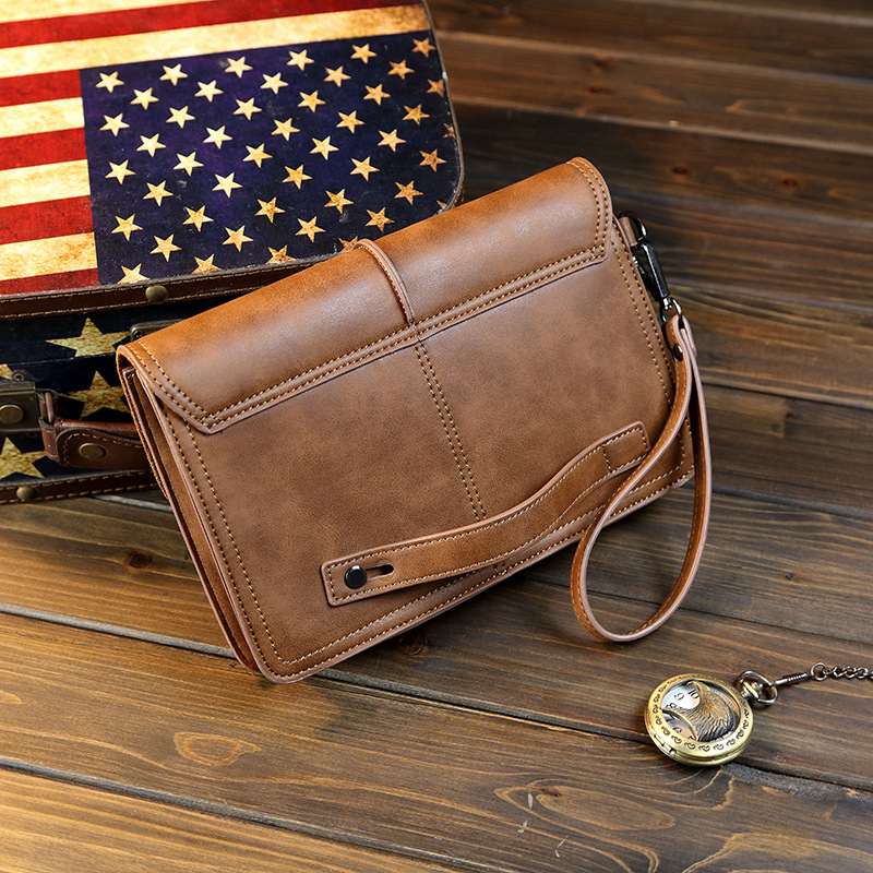 All Seasons Season Men's Solid Color Pu Leather Magnetic Buckle Long Wallets