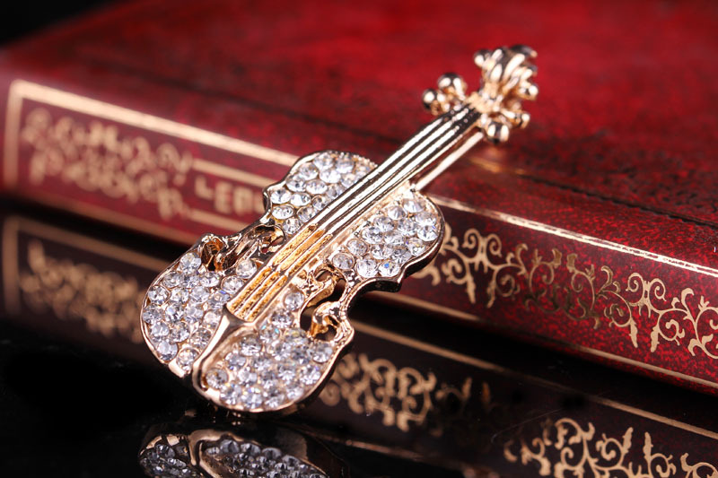 Fashion Guitar Alloy Plating Rhinestones Unisex Brooches display picture 9