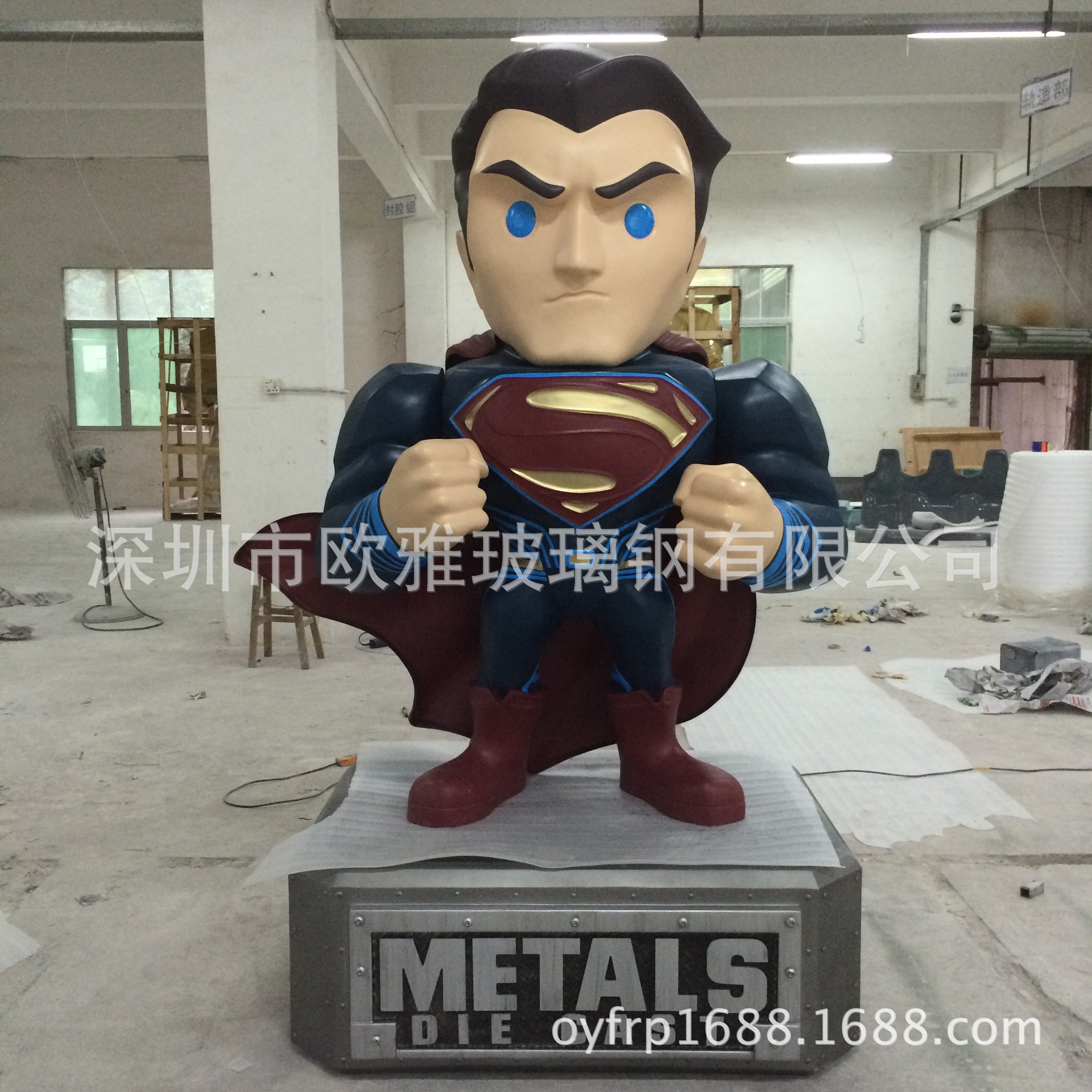 供应影视超 级英雄玻璃钢DC超人SuperMan漫威复仇者Q版卡通雕塑