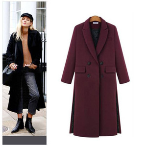 New Lapel double-breasted super-long cotton woolen overcoat