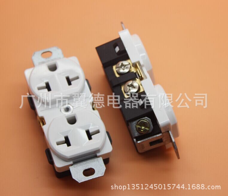 YDU-201 20A 250V 3孔美标插座  双联母座 美式双联插座