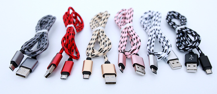 1米2米3米格子编织线安卓V8通用编织充电线