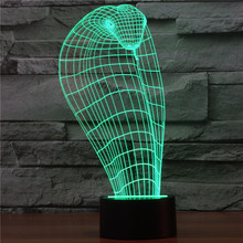 2022外貿新款眼鏡蛇3D燈 創意禮品桌面燈 LED觸摸七彩漸變小夜燈