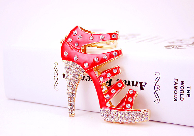 60g Weight Alloy, Metal Material Constellation Pattern Unisex Gender Rose Red, Red, Blue, Black Color Creative Cute Diamond-studded Ladies Oversized High Heels Keychain 4