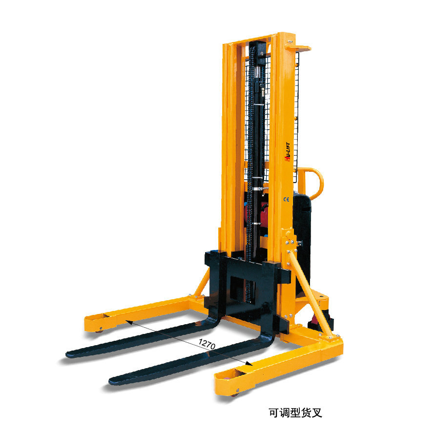 虎力 宽支腿型 半电动堆高车 货叉可调工业电动堆高车工厂宽支腿