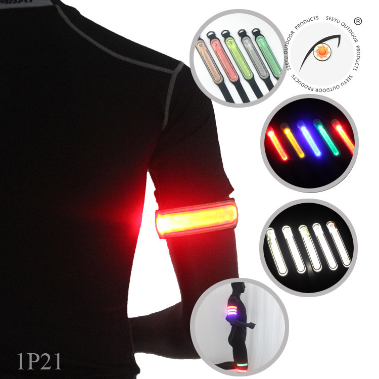 2016 New Arrival No Sewing LV Pattern Night Run Cycling LED Luminous Reflective Wrist Strap Arm Strap Cycling Belt
