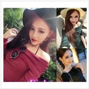 Korean version of spring new clothes dress one word collar sexy nightclub women's shoulder dress a generation of hair