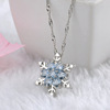 Organic zirconium, fashionable necklace, Christmas pendant, Korean style, with snowflakes, simple and elegant design, Birthday gift, with gem