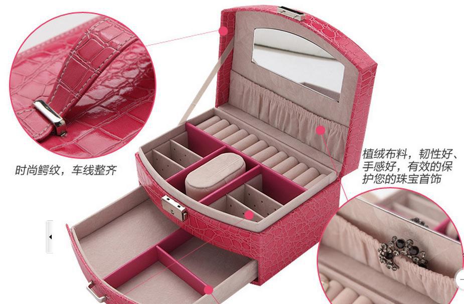 厂家直销2025新款欧式多层连体化妆箱 外包鳄鱼纹皮 可定/制批发