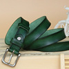 Retro denim belt, leather buckle for leisure, genuine leather, cowhide, Korean style, wholesale