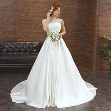 新娘抹胸小長拖尾結婚禮服 顯瘦修身韓式婚紗 新款公主齊地婚紗