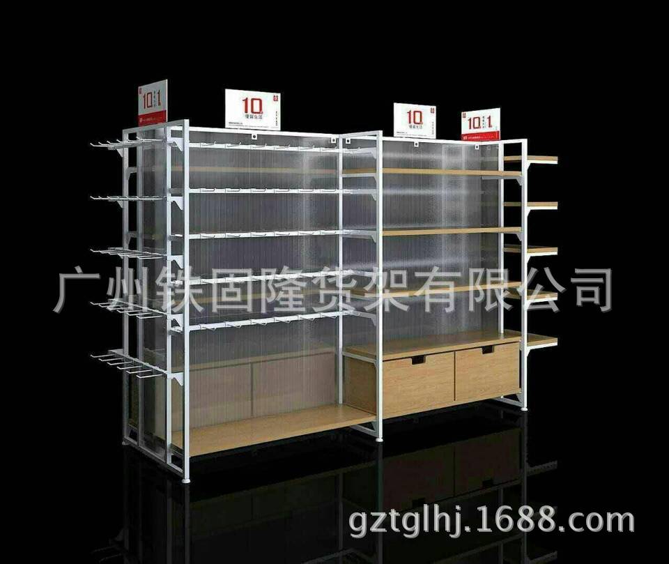 直销名创优品无印良品港货商品零食化妆品钢木精品中岛架|ru