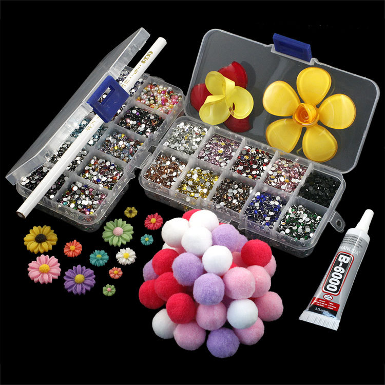 手机壳美容diy贴钻水钻材料包 美甲珍珠彩色毛绒球 手工饰品配件