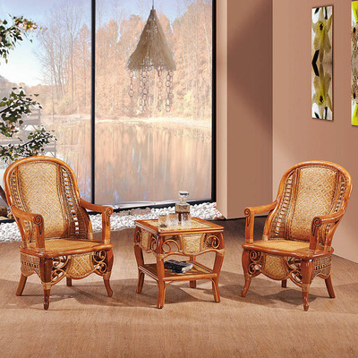 Lvxinxuan Wicker chair tea table Three-piece Suite Leisure chair balcony outdoors Furniture tables and chairs combination 9057