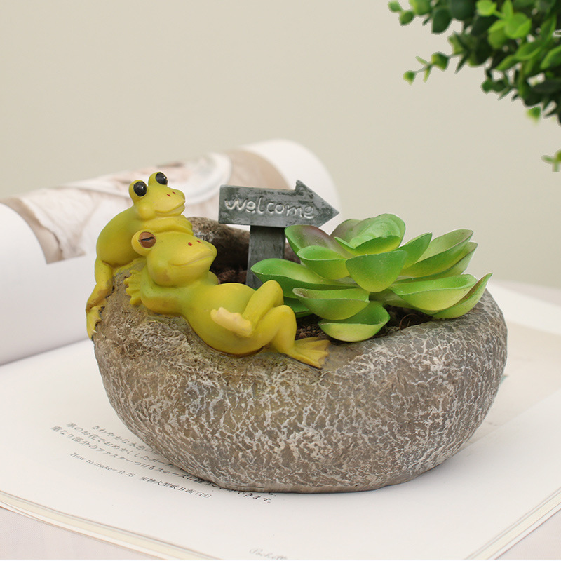Chậu Cây Resin Bộ que cắm hoa thời tiết hoạt hình Zakka, phụ kiện tiểu cảnh và chậu cây mọng nước (RG-185)