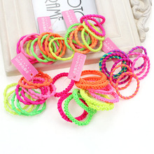（50根袋装）荧光色无接缝儿童皮筋发圈饰品 宝宝扎头发地摊货