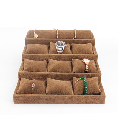 冰花绒手链手镯手表盘梯形枕头盘 多层梯形珠宝饰品展示道具