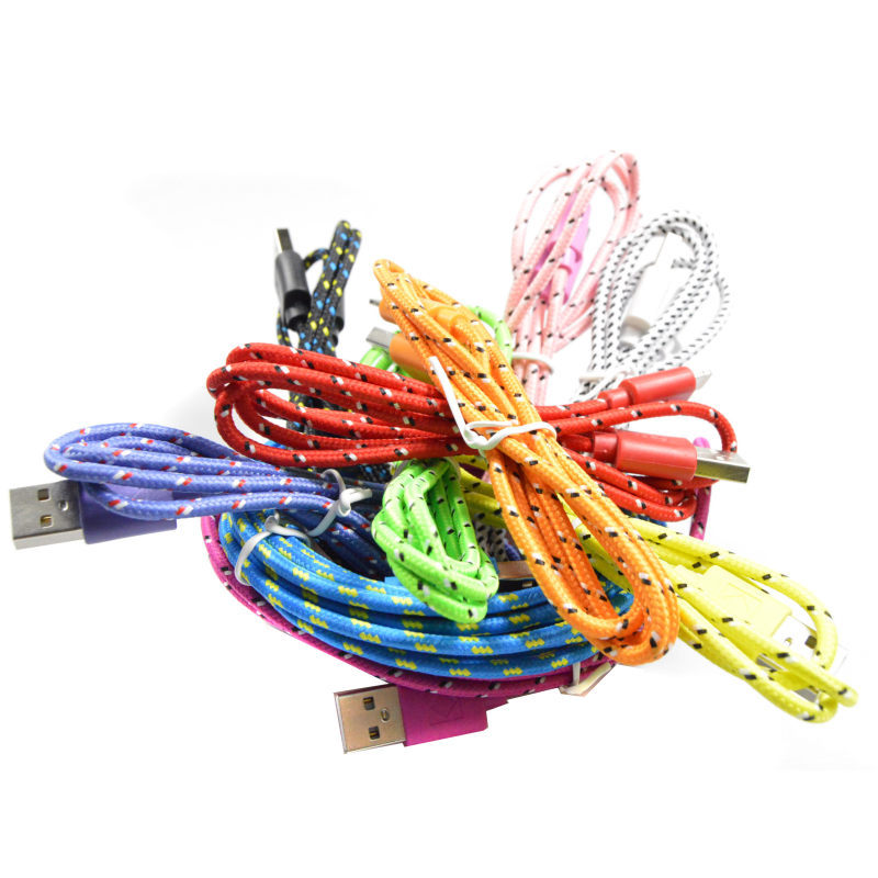 Cavo dati intrecciato in nylon a 10 colori da 1/2/3 metri adatto per iPhone 11/Typec/micro_voghion.com