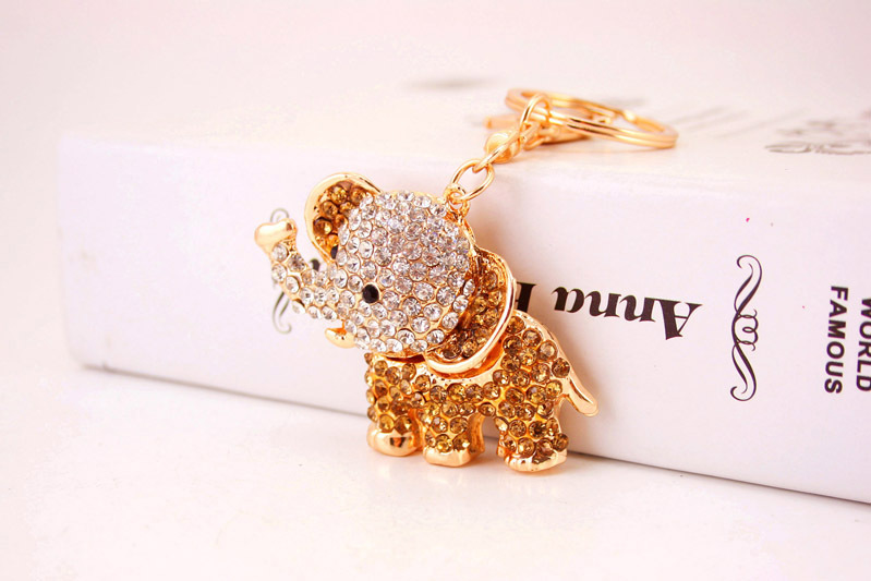 44g Weight Alloy, Metal Material Animal Pattern Unisex Gender Pink, Purple, Blue, Peach Color Creative Diamond Cute Cartoon Elephant Keychain 8