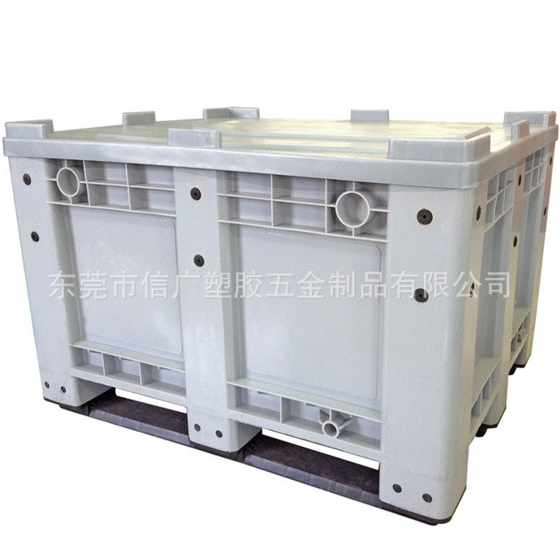 耐酸碱加厚水产运输周转箱 灰色塑料卡板箱 化学品防震运输物流箱