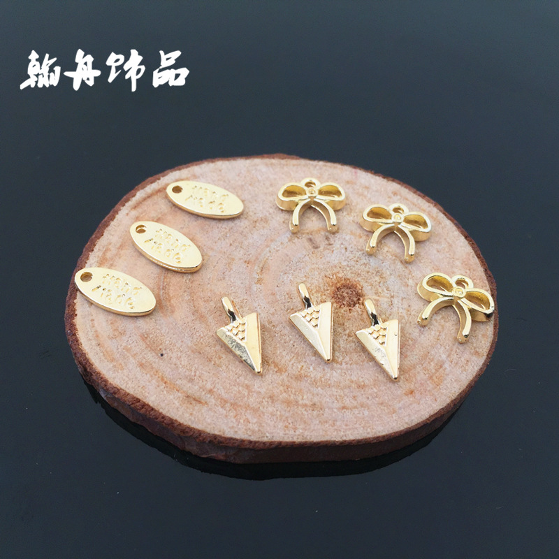 合金小配件diy字母吊牌 蝴蝶结发饰配件手链金属挂件diy饰品配件