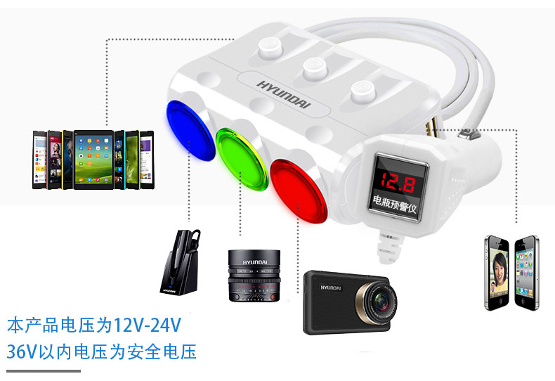 HY-26双核双USB一分三点烟器_12