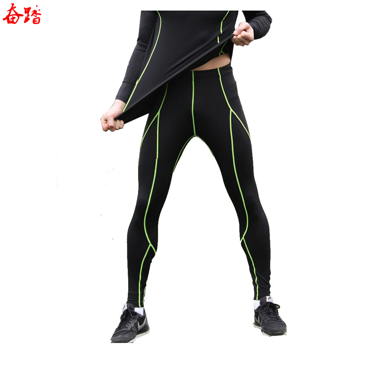 夏季男子运动紧身裤九分健身裤弹力压缩裤篮球打度跑步训练裤包邮|ms