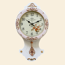 厂家批发欧式木质挂钟时尚时钟创意摆钟静音机芯钟表石英钟