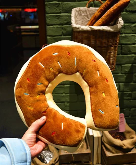 Пончик, клубника, подушка для шеи, с защитой шеи