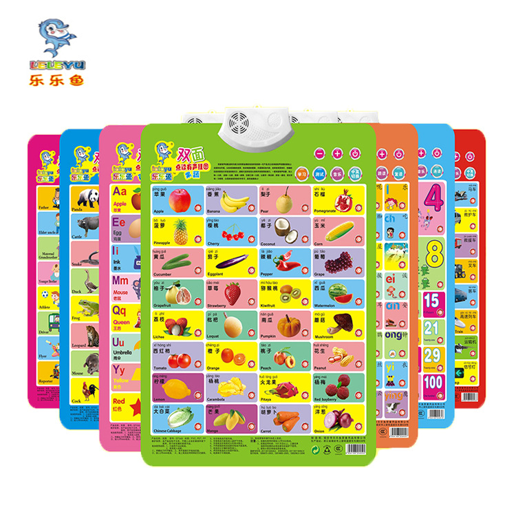 Lele fish Two-sided Point Reading pronunciation Poster children baby Early education Souptoys Pronunciation flipchart
